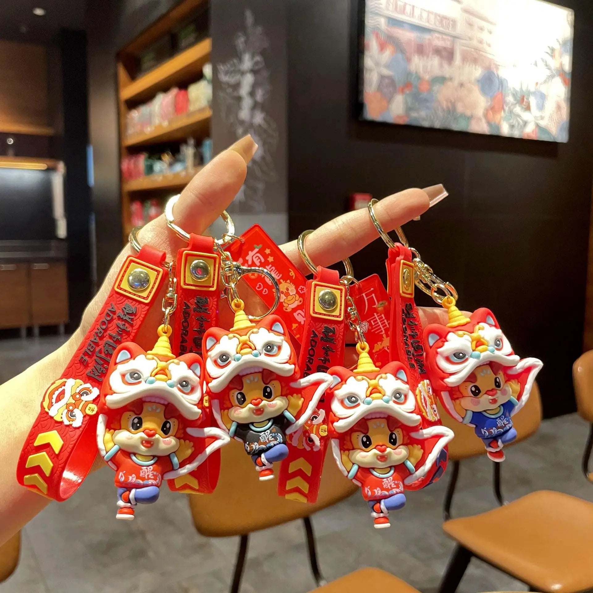KTX-060563 Cute Dragon Keychain Pendant - 3D PVC Lion Dance Ornament for Keys