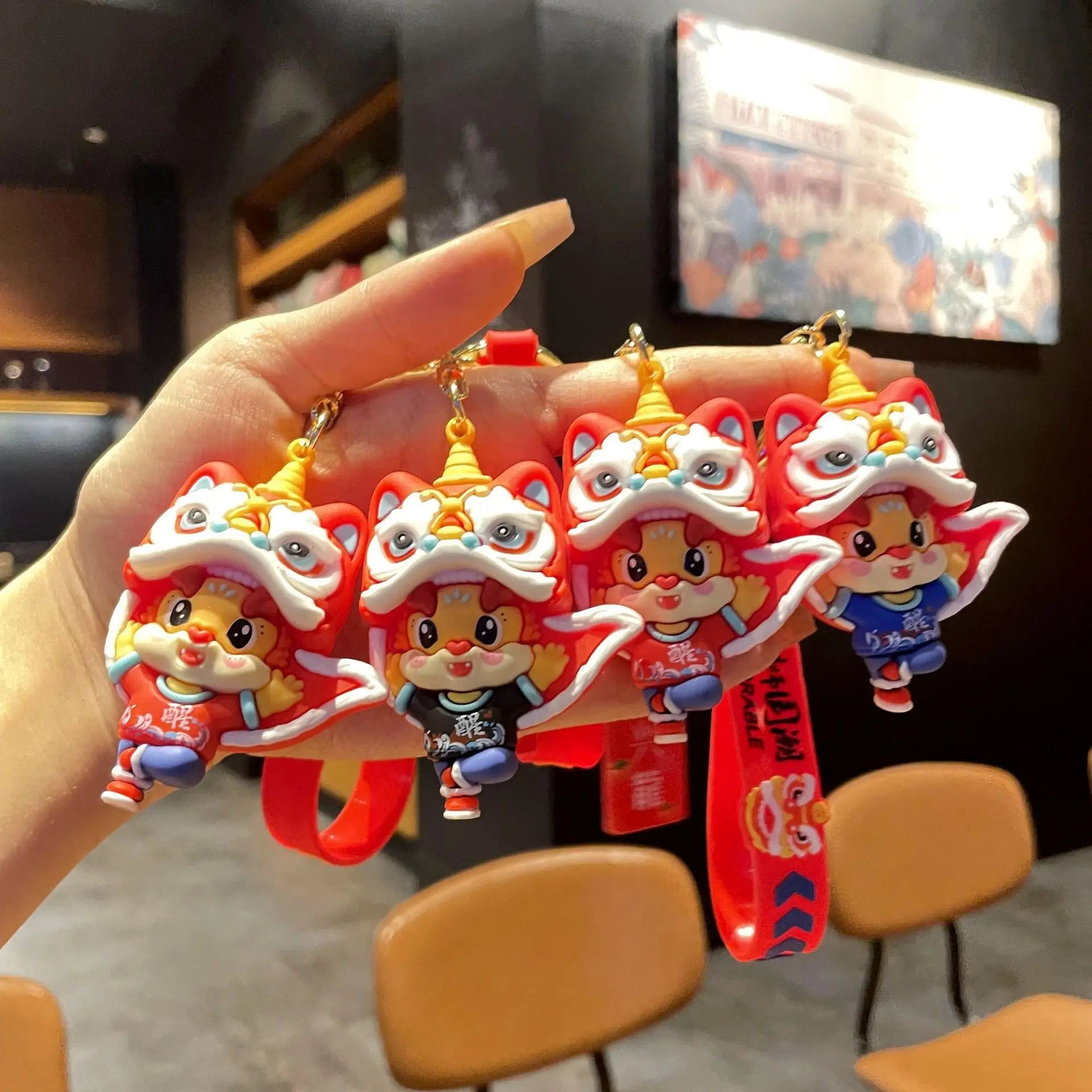 KTX-060563 Cute Dragon Keychain Pendant - 3D PVC Lion Dance Ornament for Keys