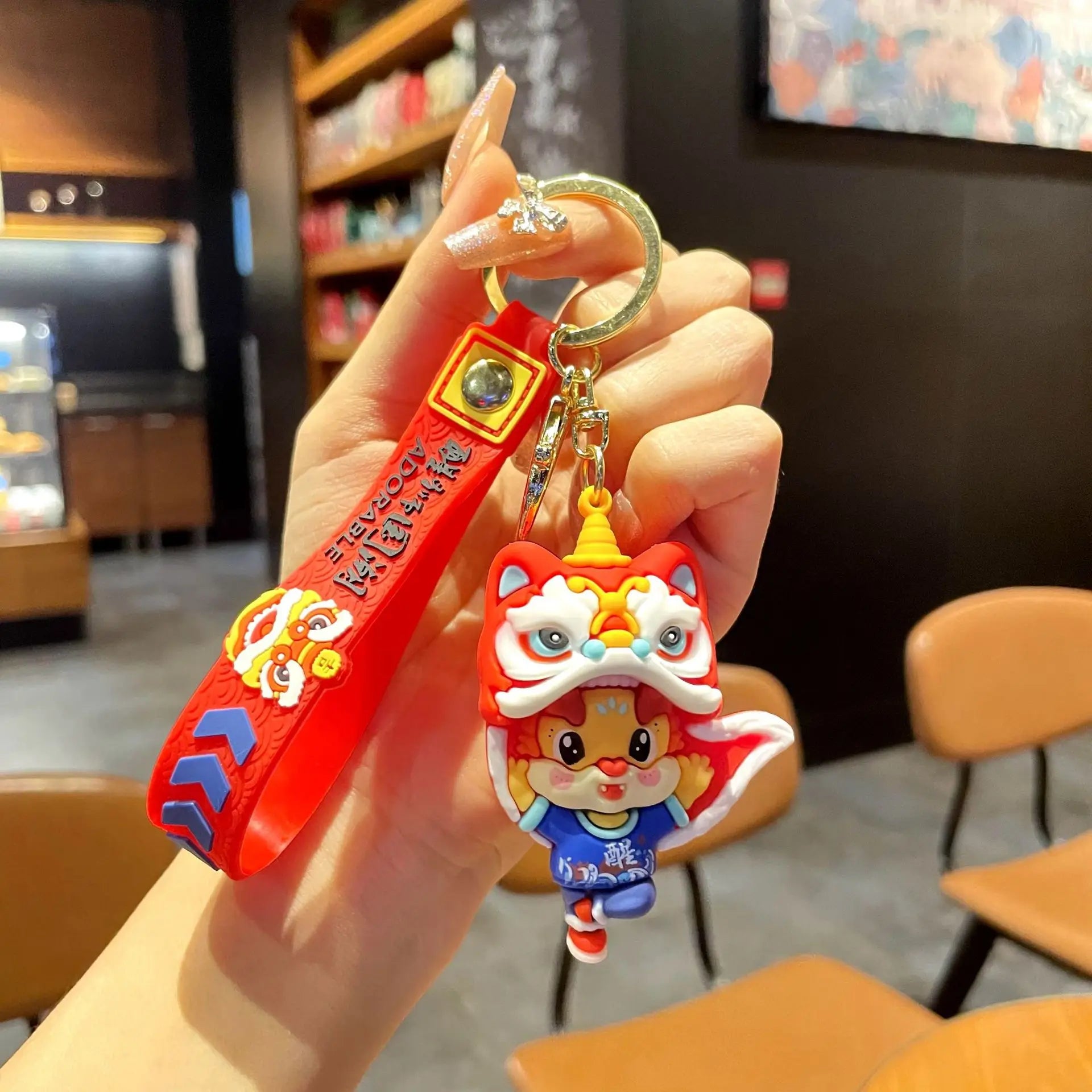 KTX-060563 Cute Dragon Keychain Pendant - 3D PVC Lion Dance Ornament for Keys