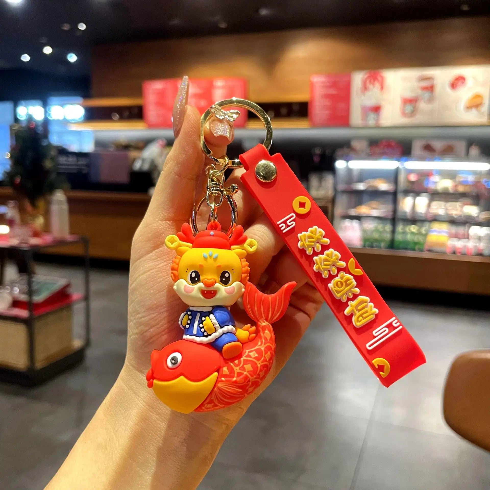 KTX-060563 Cute Dragon Keychain Pendant - 3D PVC Lion Dance Ornament for Keys