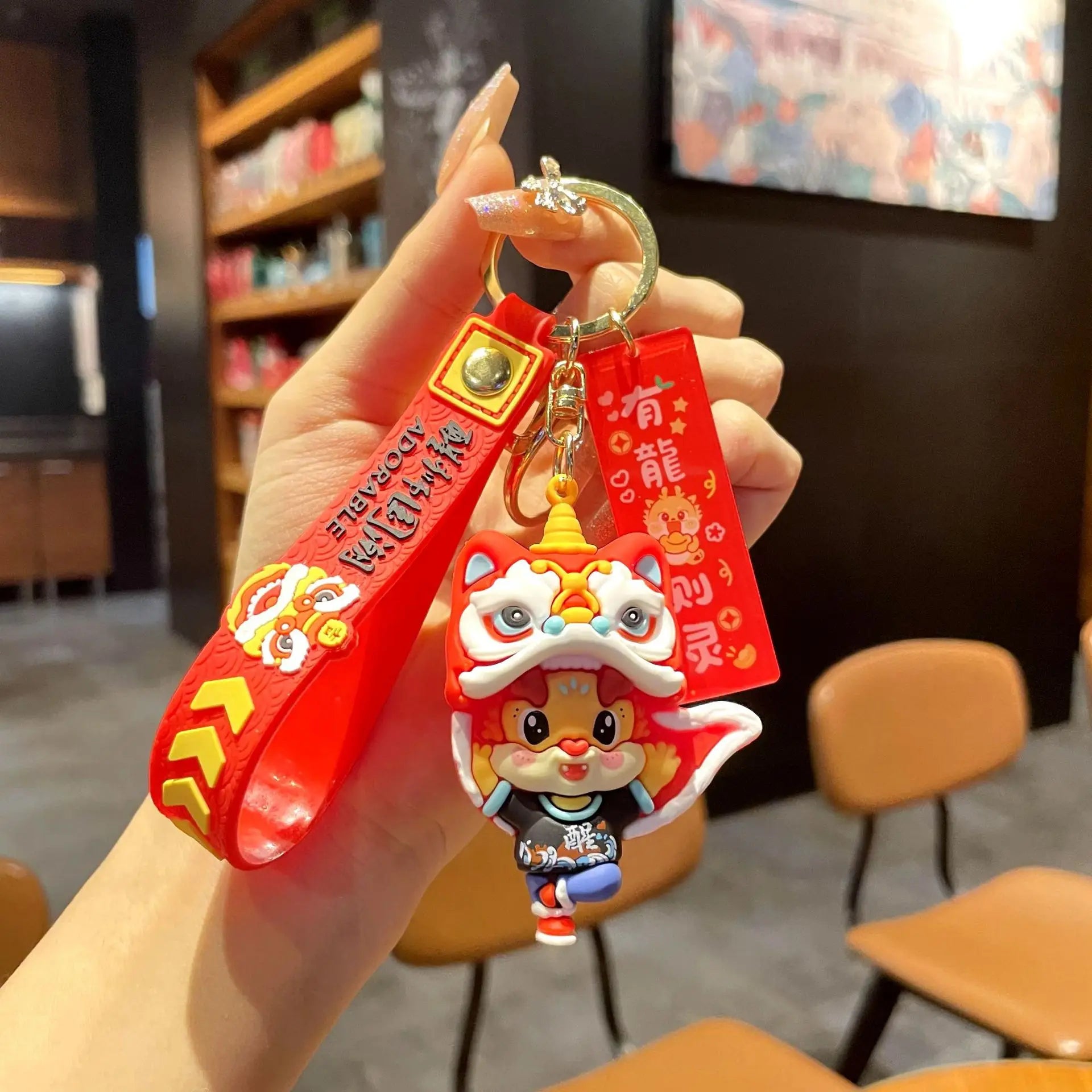 KTX-060563 Cute Dragon Keychain Pendant - 3D PVC Lion Dance Ornament for Keys