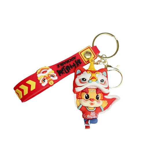KTX-060563 Cute Dragon Keychain Pendant - 3D PVC Lion Dance Ornament for Keys