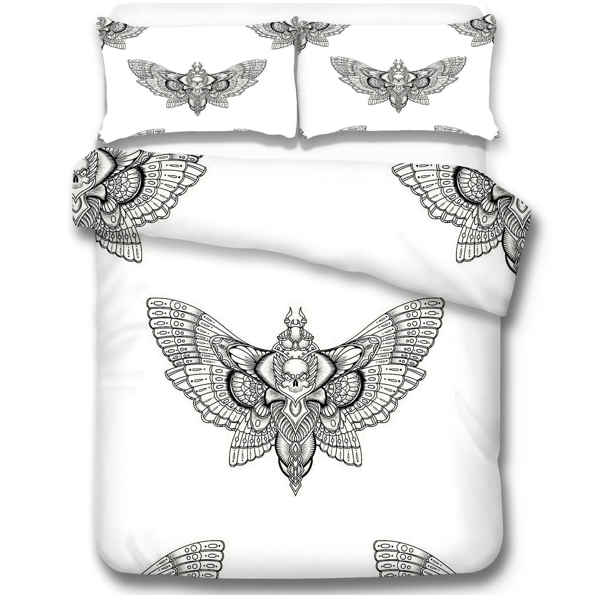 KTX-060563 Skeleton Moth 3D Printed Decorative Set - Three-Piece Collection in Multiple Sizes