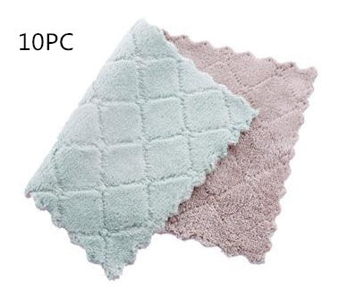 KTX-061459 Absorbent Double-Sided Microfiber Dish Cloths - Thick Kitchen Rags, 5 or 10 Pack