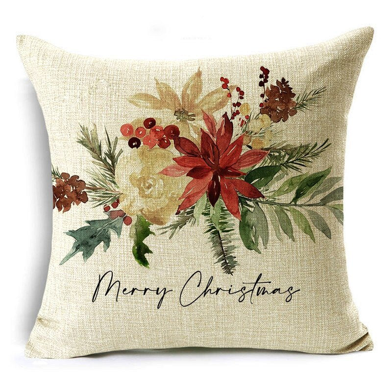 KTX-061715 Linen Christmas Throw Pillow Cover in Encrypted Flax Imitation - 45x45cm for Any Room