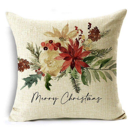 KTX-061715 Linen Christmas Throw Pillow Cover in Encrypted Flax Imitation - 45x45cm for Any Room