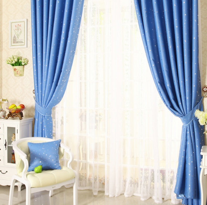 KTX-062739 Star Print Acrylic Perforated Curtain - Elegant Decoration for Your Space