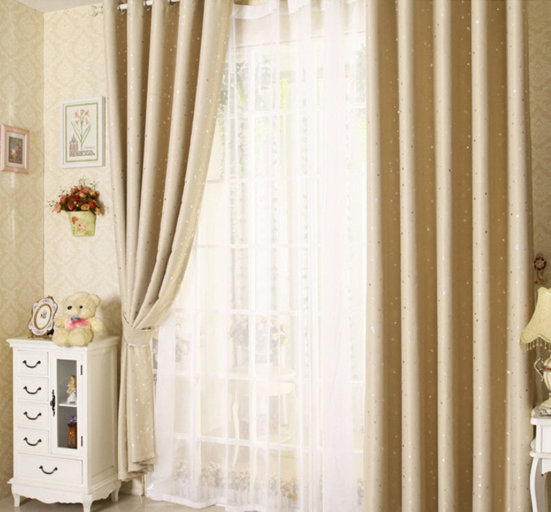 KTX-062739 Star Print Acrylic Perforated Curtain - Elegant Decoration for Your Space