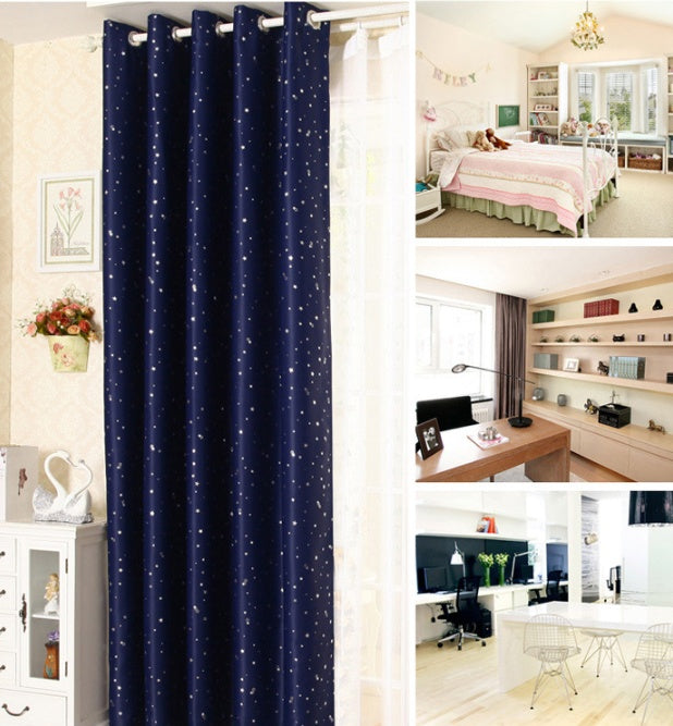 KTX-062739 Star Print Acrylic Perforated Curtain - Elegant Decoration for Your Space