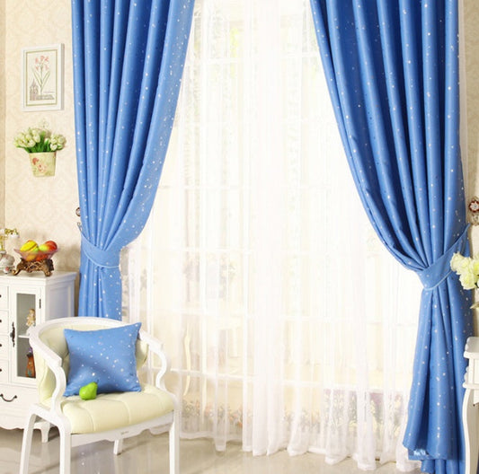 KTX-062739 Star Print Acrylic Perforated Curtain - Elegant Decoration for Your Space