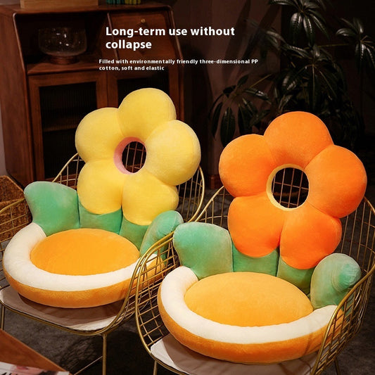 KTX-062931 Floral Pattern Half-pack Waist Support Plush Cushion, Available in Sunflower and Various Colors