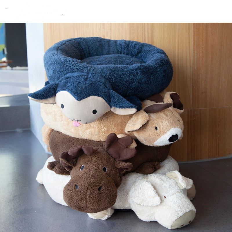 KTX-063315 Cozy Cartoon Pet Nest for Cats and Small Animals - Cotton Material, 30cm Diameter
