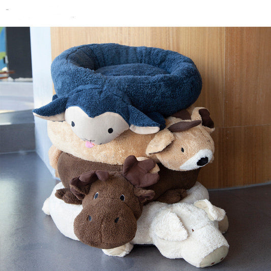 KTX-063315 Cozy Cartoon Pet Nest for Cats and Small Animals - Cotton Material, 30cm Diameter