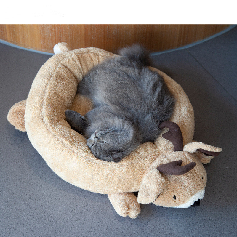 KTX-063315 Cozy Cartoon Pet Nest for Cats and Small Animals - Cotton Material, 30cm Diameter