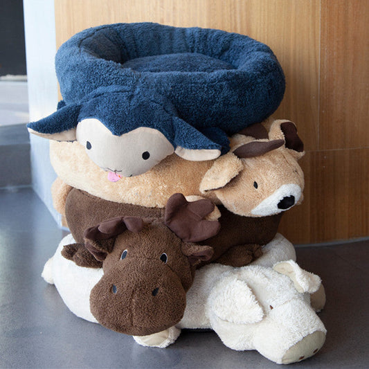 KTX-063315 Cozy Cartoon Pet Nest for Cats and Small Animals - Cotton Material, 30cm Diameter