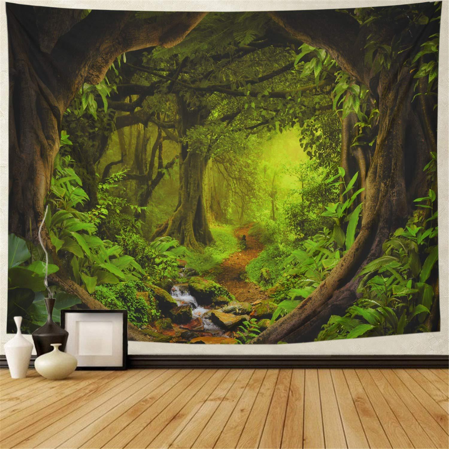 KTX-063891 Large Natural Forest Tapestry - Bohemian Wall Hanging for Home, Yoga, Picnic, and Decor