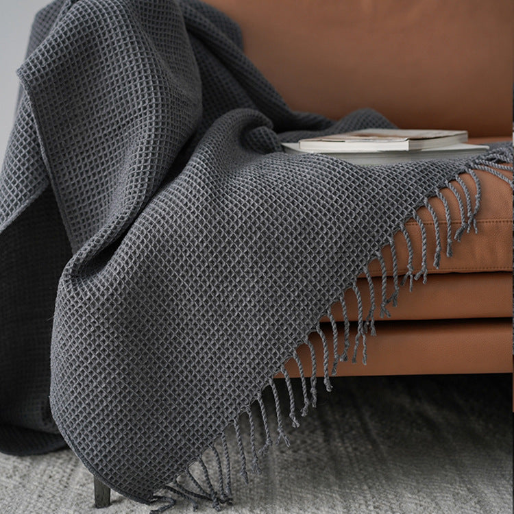 KTX-063955 Dark Gray Acrylic Blanket 150x220CM for Sofa and Home Decoration