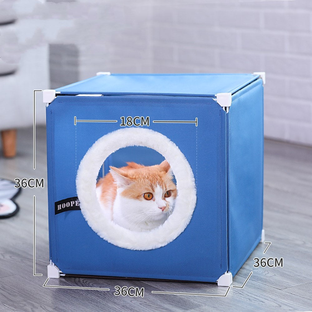 KTX-064467 Enclosed Winter Cat Shelter with Double Deck Design for Year-Round Comfort