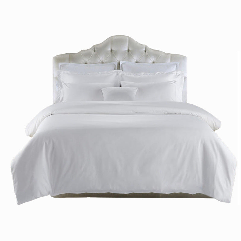 KTX-065107 Pure White Brushed Cloth Four-Piece Bedding Quilt Cover Set