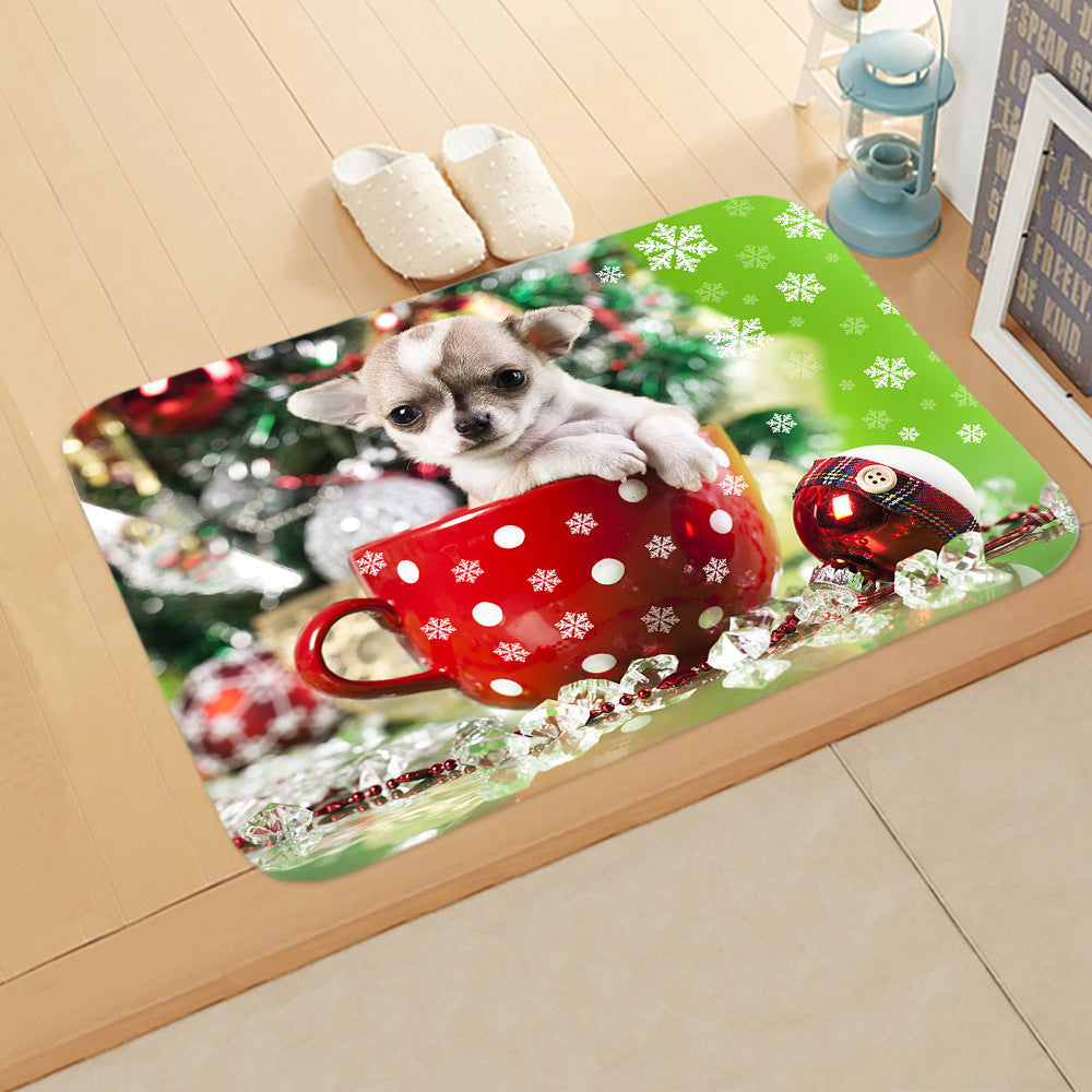 KTX-065235 Absorbent Non-slip Rectangle Floor Mat for Bedroom and Bathroom, 40x60cm Flannel Design