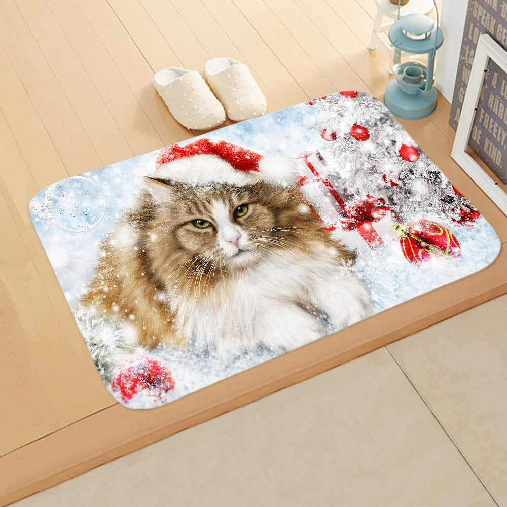 KTX-065235 Absorbent Non-slip Rectangle Floor Mat for Bedroom and Bathroom, 40x60cm Flannel Design