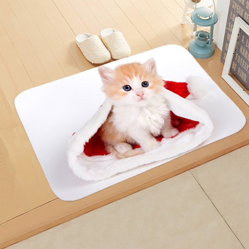 KTX-065235 Absorbent Non-slip Rectangle Floor Mat for Bedroom and Bathroom, 40x60cm Flannel Design