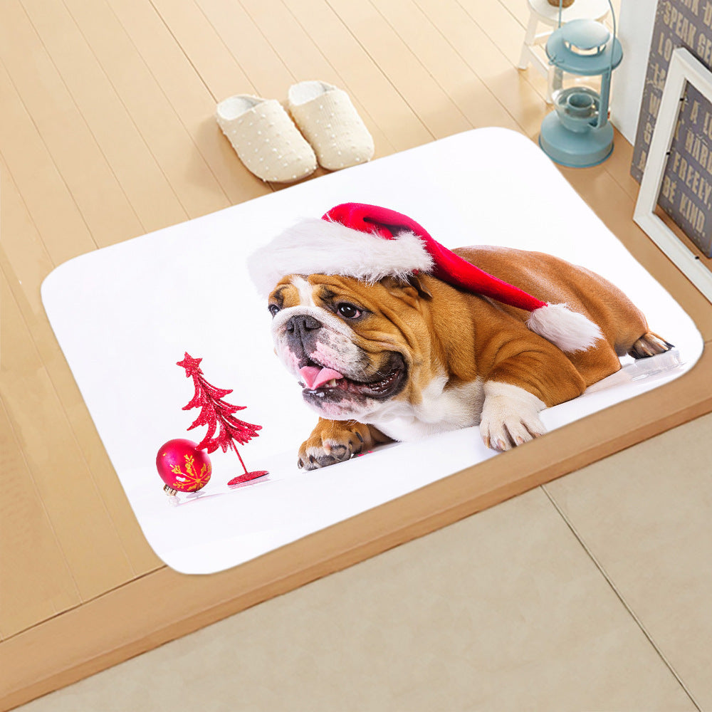KTX-065235 Absorbent Non-slip Rectangle Floor Mat for Bedroom and Bathroom, 40x60cm Flannel Design