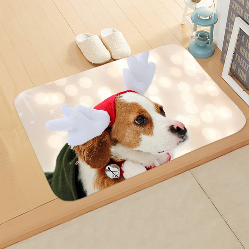 KTX-065235 Absorbent Non-slip Rectangle Floor Mat for Bedroom and Bathroom, 40x60cm Flannel Design