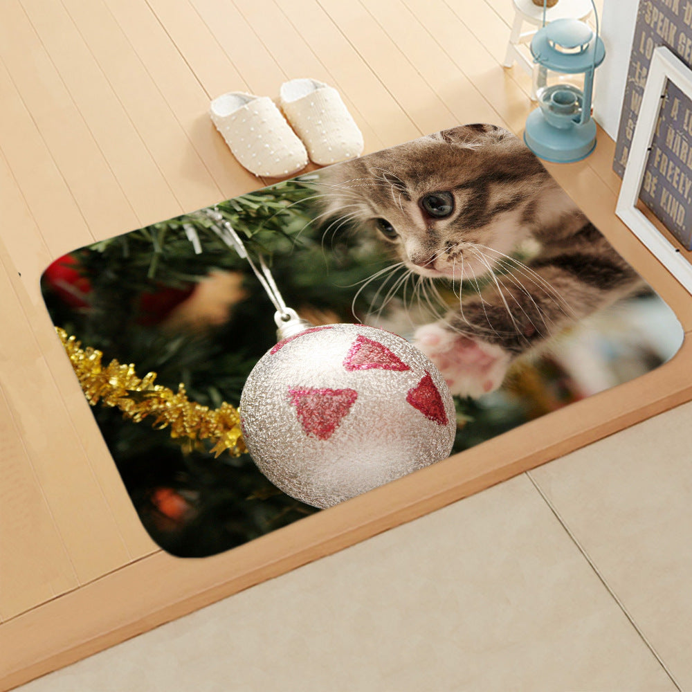 KTX-065235 Absorbent Non-slip Rectangle Floor Mat for Bedroom and Bathroom, 40x60cm Flannel Design
