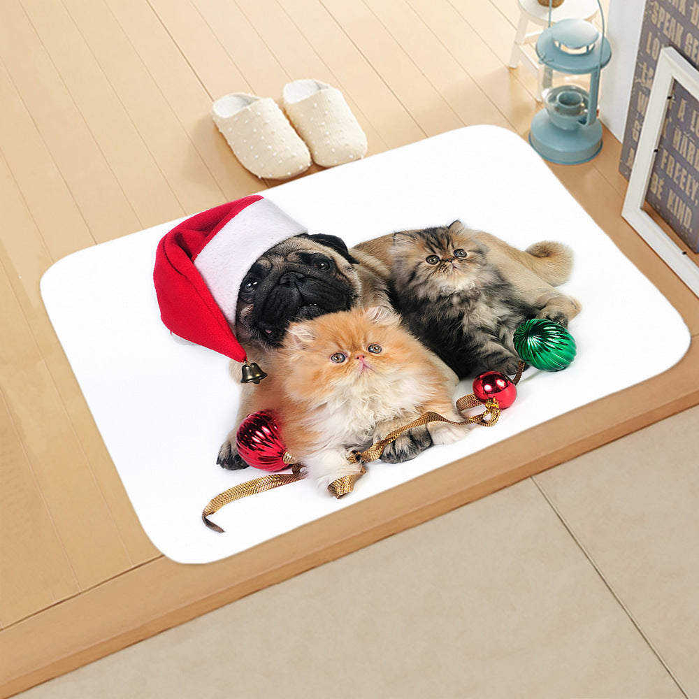 KTX-065235 Absorbent Non-slip Rectangle Floor Mat for Bedroom and Bathroom, 40x60cm Flannel Design