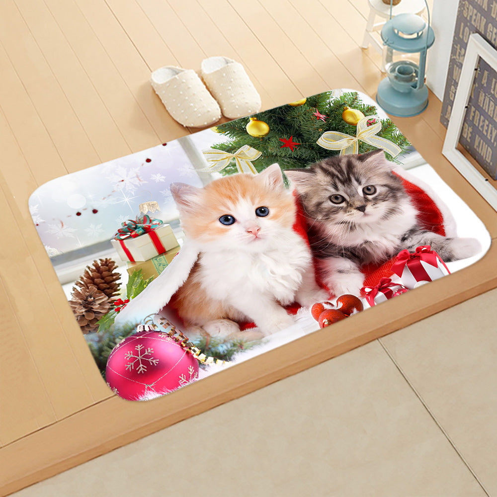 KTX-065235 Absorbent Non-slip Rectangle Floor Mat for Bedroom and Bathroom, 40x60cm Flannel Design