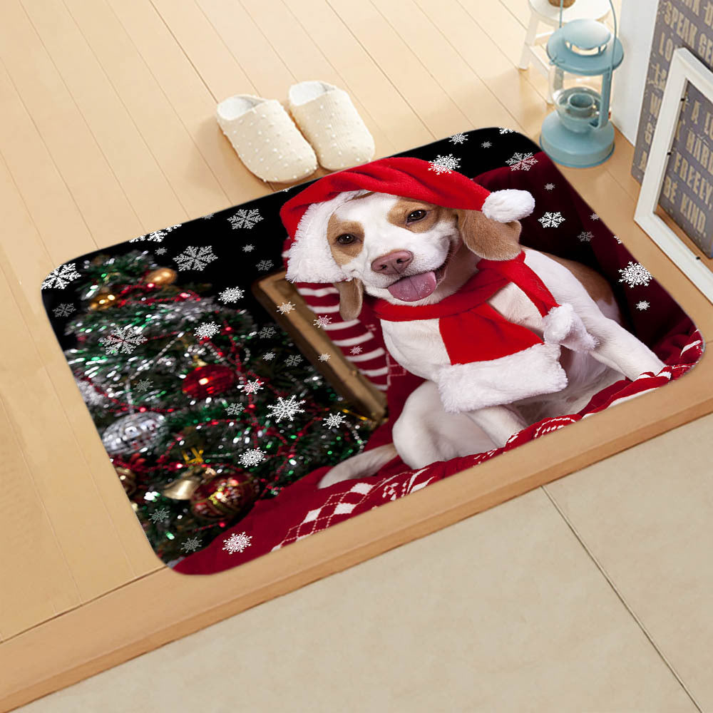KTX-065235 Absorbent Non-slip Rectangle Floor Mat for Bedroom and Bathroom, 40x60cm Flannel Design
