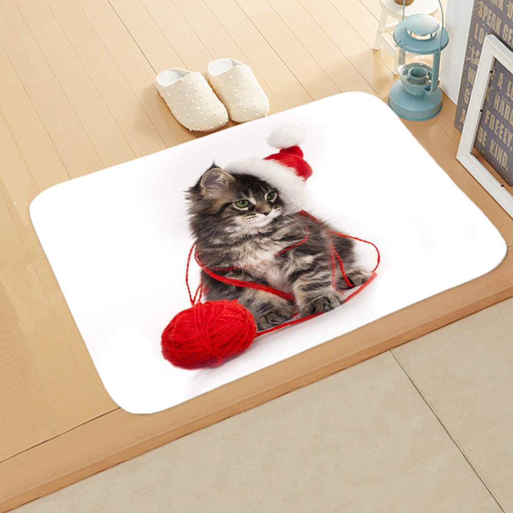 KTX-065235 Absorbent Non-slip Rectangle Floor Mat for Bedroom and Bathroom, 40x60cm Flannel Design