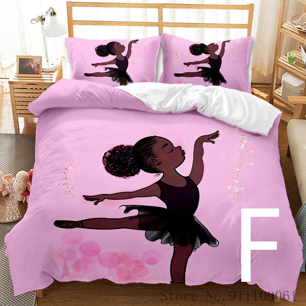 KTX-065811 African Girl Inspired Bedding Set for Kids - Duvet Cover and Pillowcase Options Available in Various Sizes
