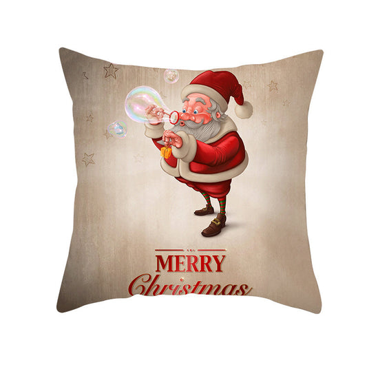 KTX-066323 Minimalist Christmas Printing Peach Skin Velvet Sofa Cushion Pillow Cover