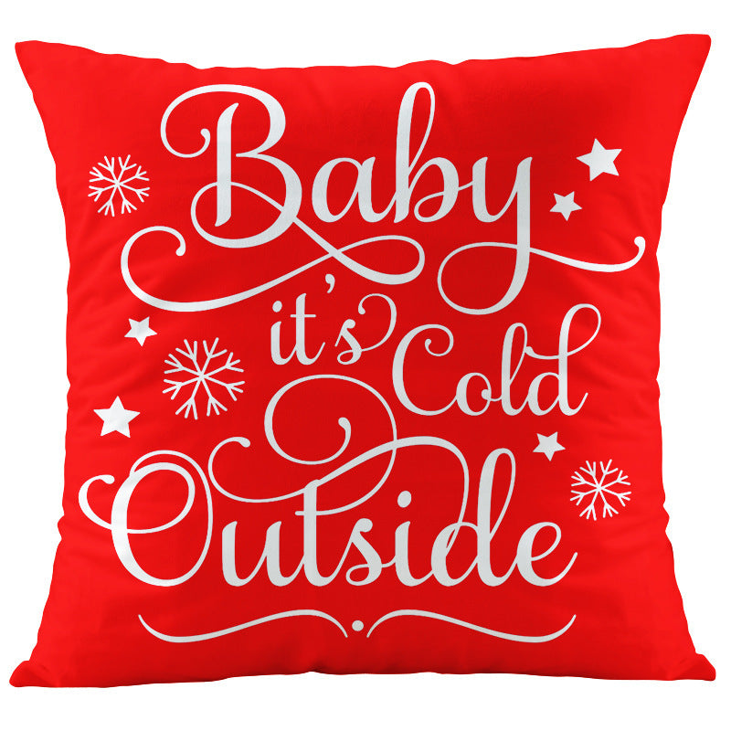 KTX-066387 Digital Printed Christmas Pillowcase - Super Soft Short Plush Cushion Cover, 45x45cm, PP Cotton Filling