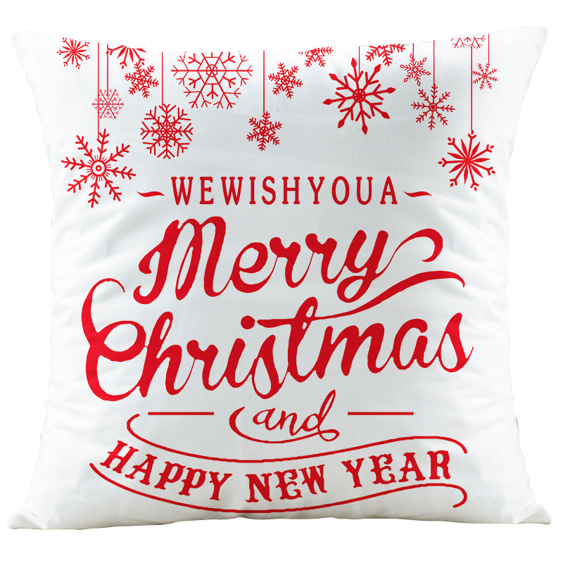 KTX-066387 Digital Printed Christmas Pillowcase - Super Soft Short Plush Cushion Cover, 45x45cm, PP Cotton Filling