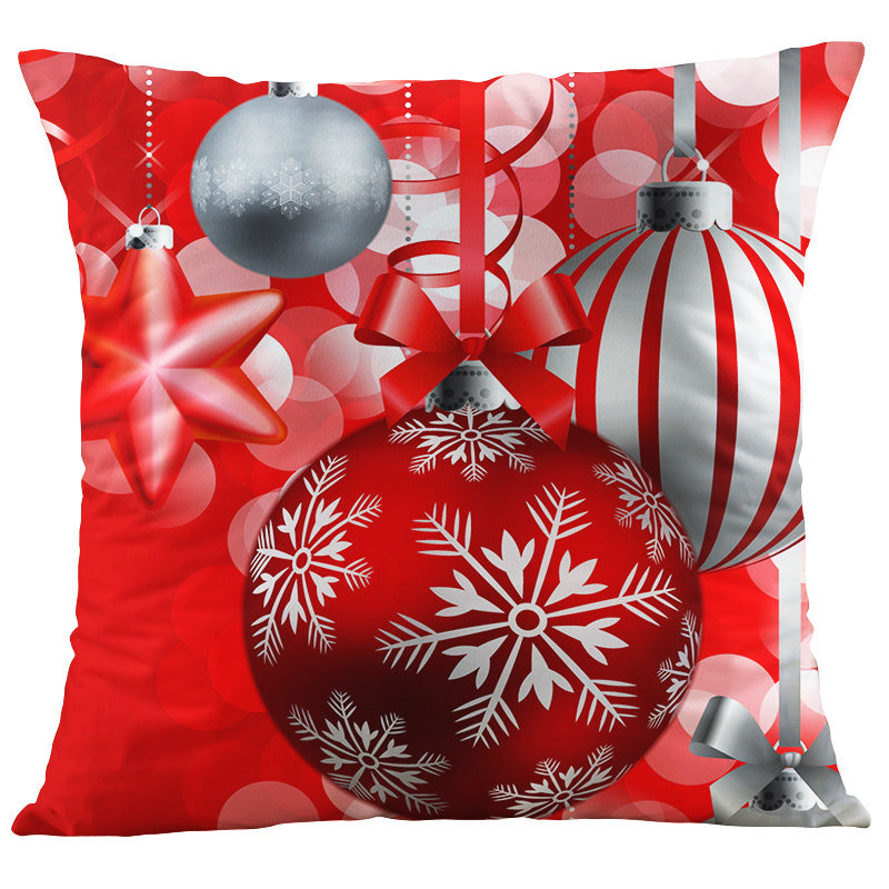 KTX-066387 Digital Printed Christmas Pillowcase - Super Soft Short Plush Cushion Cover, 45x45cm, PP Cotton Filling