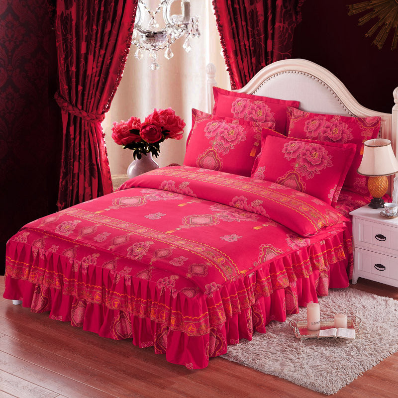 KTX-066643 Four Piece Personalized Fashion Cotton Bedding Set - 100% Pure Cotton with Twill Weave and Reactive Printing