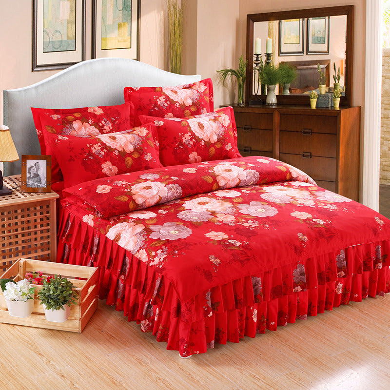 KTX-066643 Four Piece Personalized Fashion Cotton Bedding Set - 100% Pure Cotton with Twill Weave and Reactive Printing