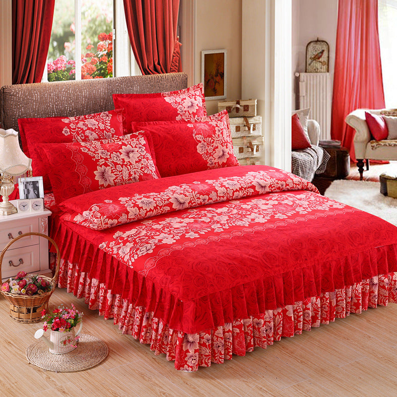 KTX-066643 Four Piece Personalized Fashion Cotton Bedding Set - 100% Pure Cotton with Twill Weave and Reactive Printing