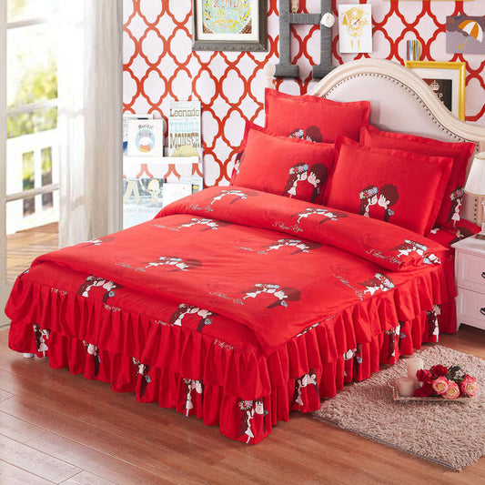 KTX-066643 Four Piece Personalized Fashion Cotton Bedding Set - 100% Pure Cotton with Twill Weave and Reactive Printing
