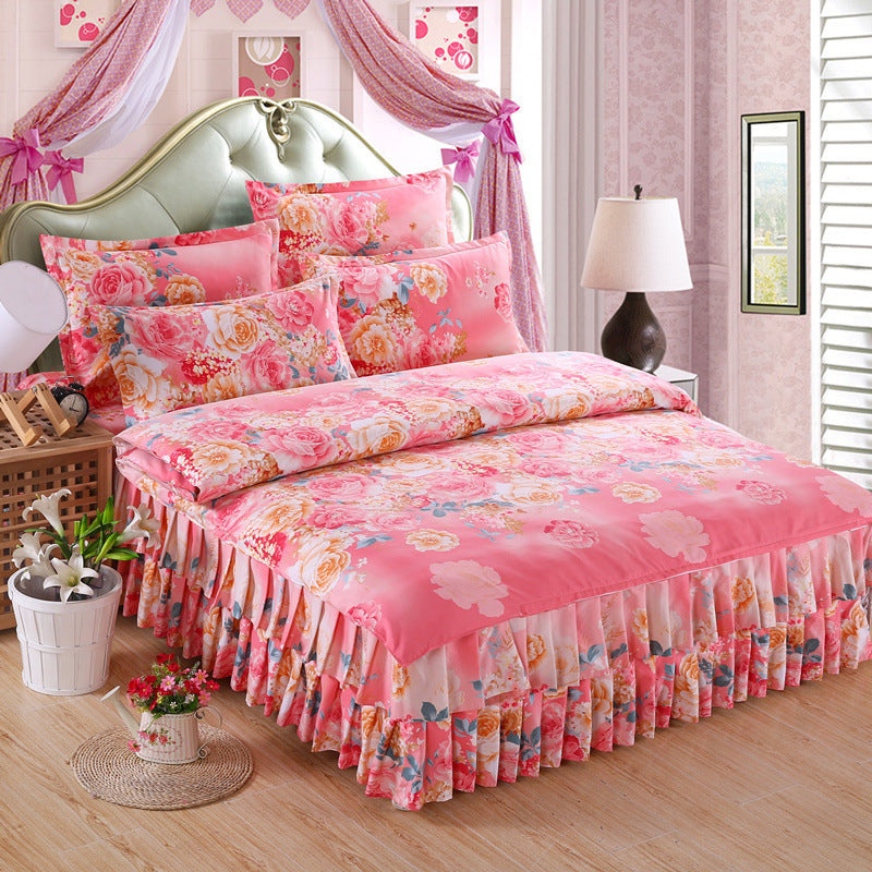 KTX-066643 Four Piece Personalized Fashion Cotton Bedding Set - 100% Pure Cotton with Twill Weave and Reactive Printing