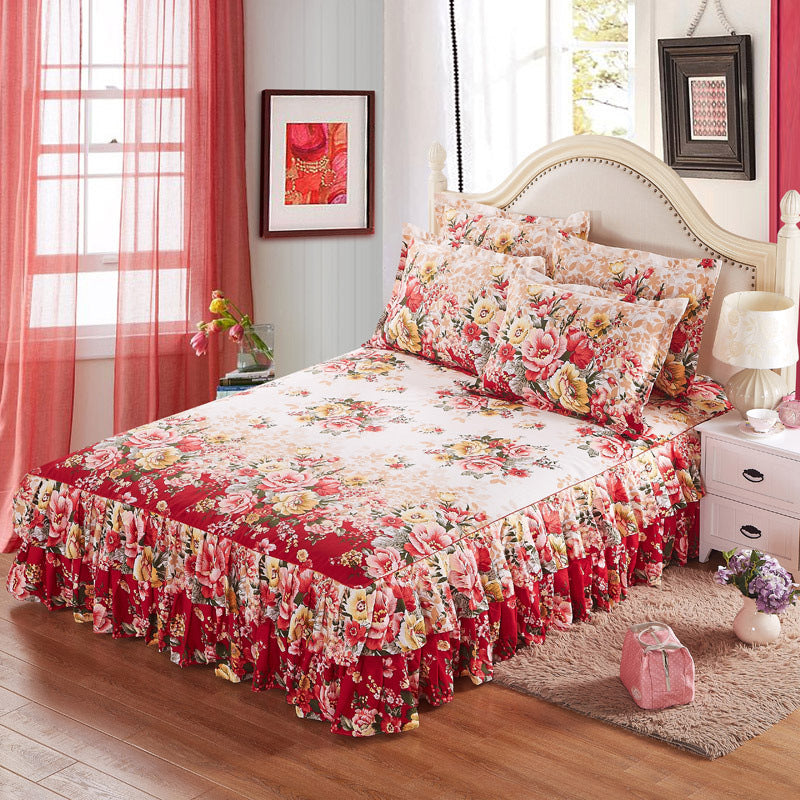 KTX-066643 Four Piece Personalized Fashion Cotton Bedding Set - 100% Pure Cotton with Twill Weave and Reactive Printing