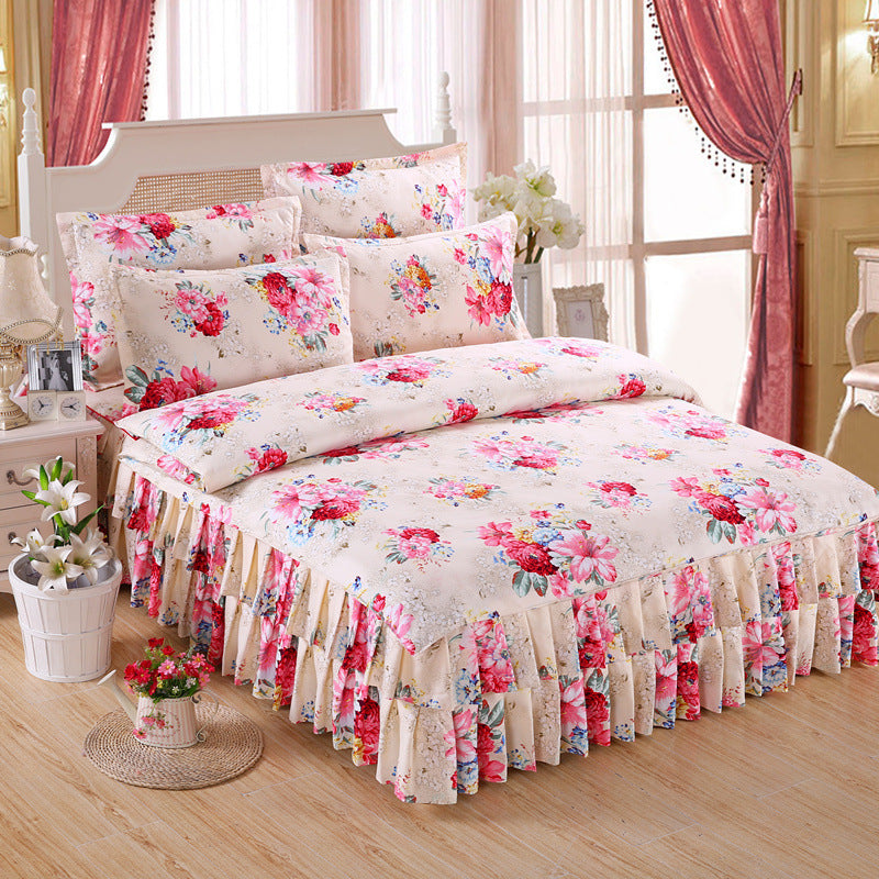 KTX-066643 Four Piece Personalized Fashion Cotton Bedding Set - 100% Pure Cotton with Twill Weave and Reactive Printing