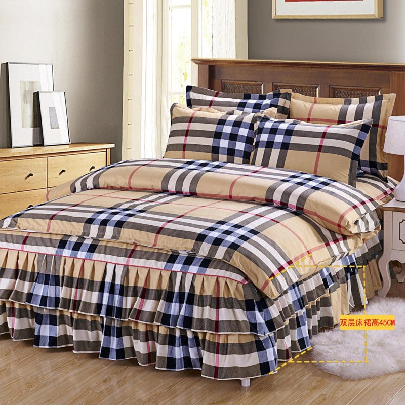 KTX-066643 Four Piece Personalized Fashion Cotton Bedding Set - 100% Pure Cotton with Twill Weave and Reactive Printing