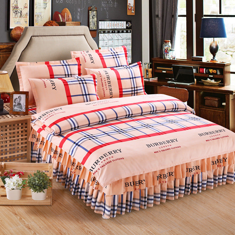 KTX-066643 Four Piece Personalized Fashion Cotton Bedding Set - 100% Pure Cotton with Twill Weave and Reactive Printing
