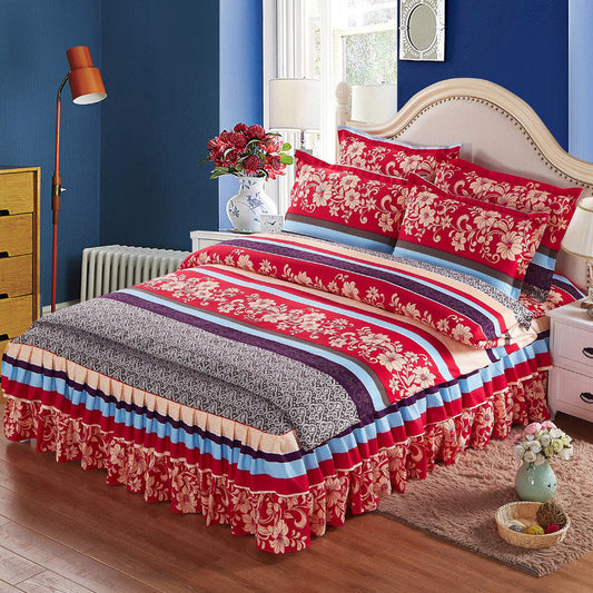 KTX-066643 Four Piece Personalized Fashion Cotton Bedding Set - 100% Pure Cotton with Twill Weave and Reactive Printing