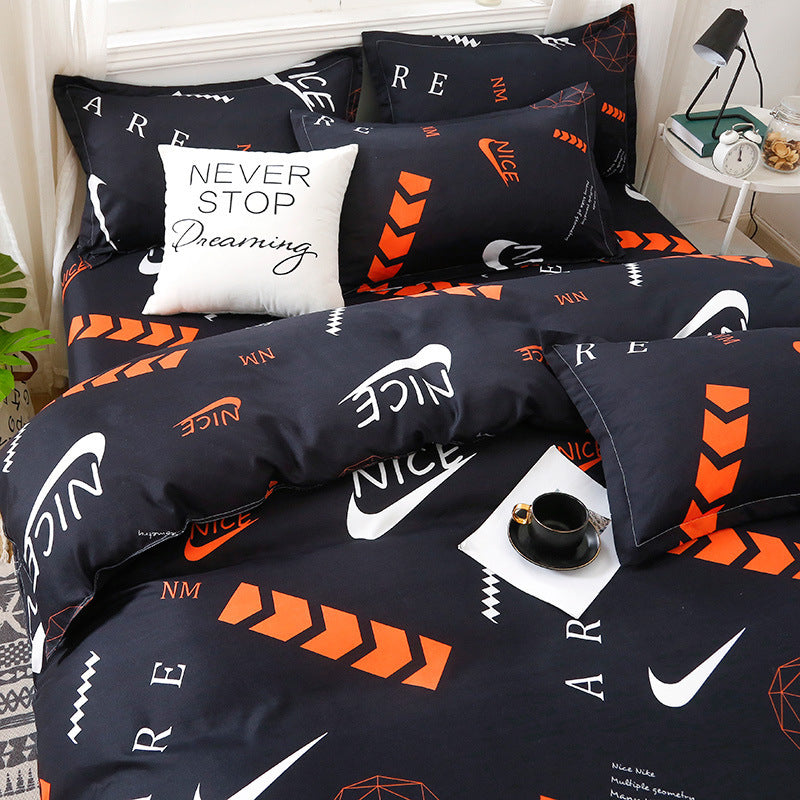 KTX-067795 Washed Cotton Duvet Cover Set - Four-Piece Bedding Collection in Various Stylish Patterns