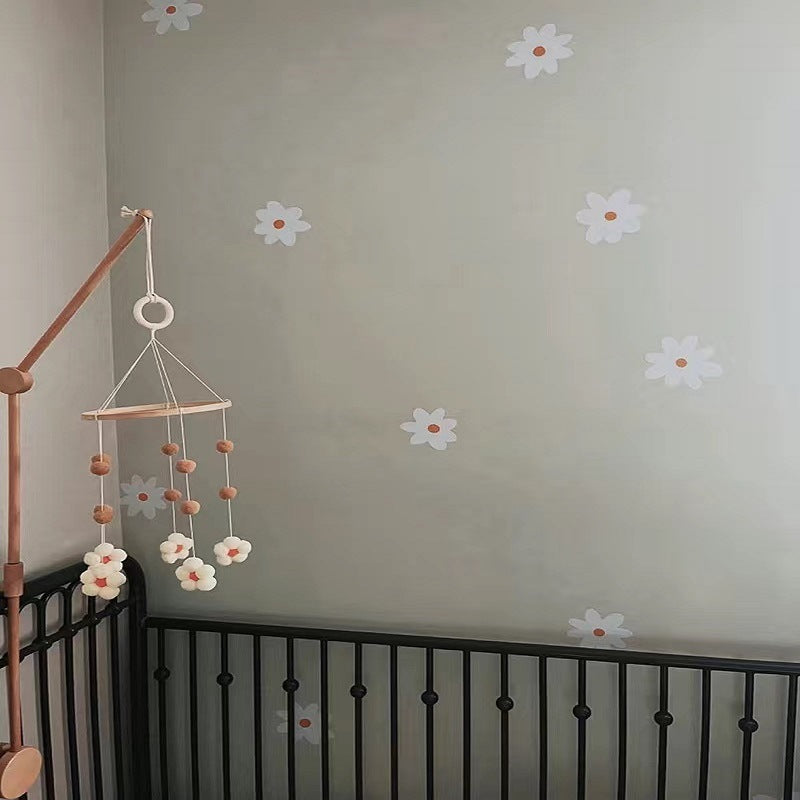 KTX-068563 Handmade Wooden Flower Wind Chimes in Pink and Coffee Tones, 30 x 50CM